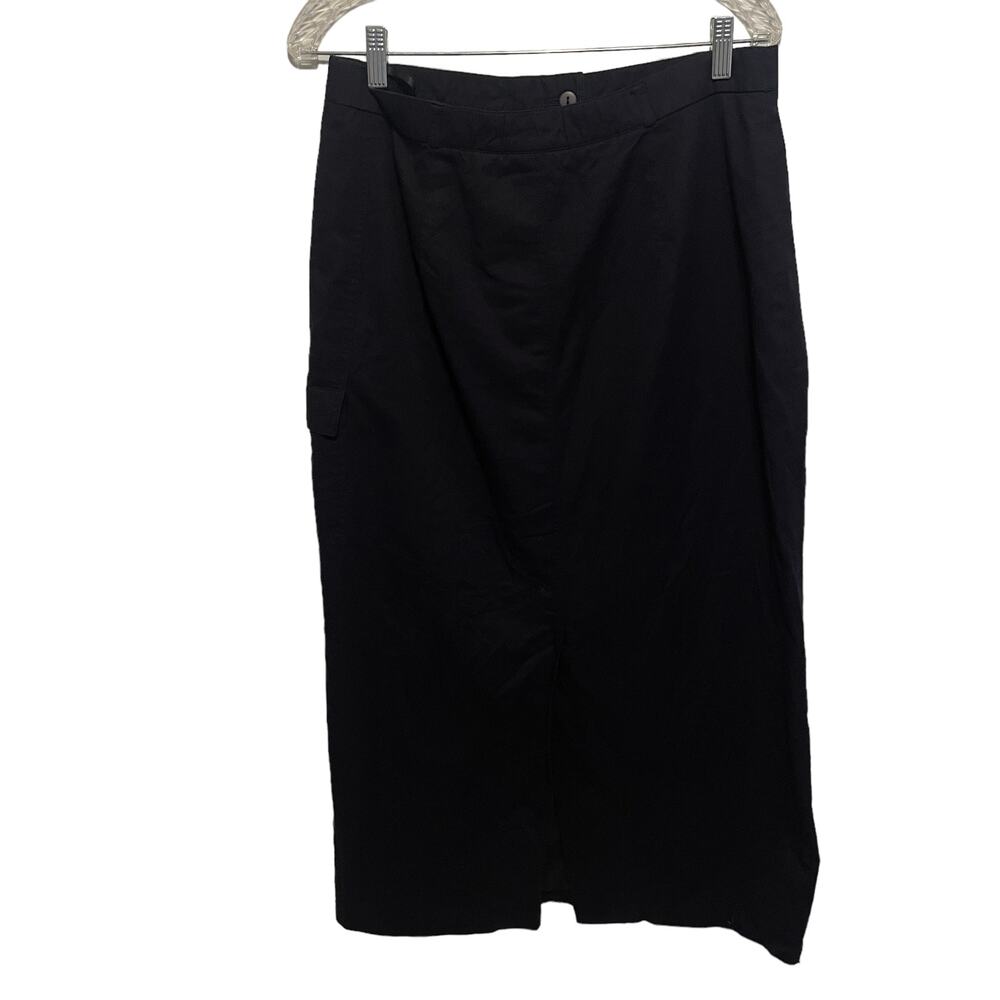 BASLER Horst Basler Midi Skirt Womens Size Medium Navy Cotton Blend Longline
